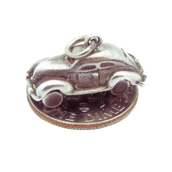 Vintage Sterling Silver Movable Split Window Coupe Beetle Automobile Charm 1930s - Picture 5 of 10